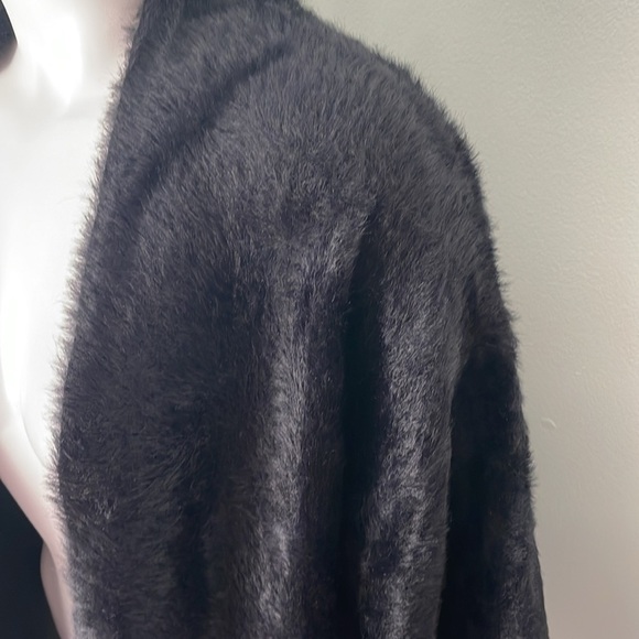 Catherine Malandrino Black Faux Fur Open Cardigan size Large - Picture 2 of 6
